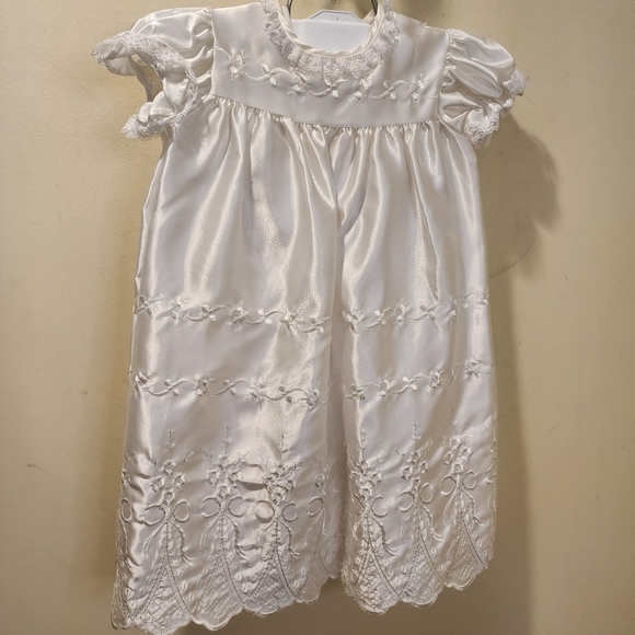 White Baby's Baptism Christening Dress 0-6 months 3 pieces - Picture 10 of 14